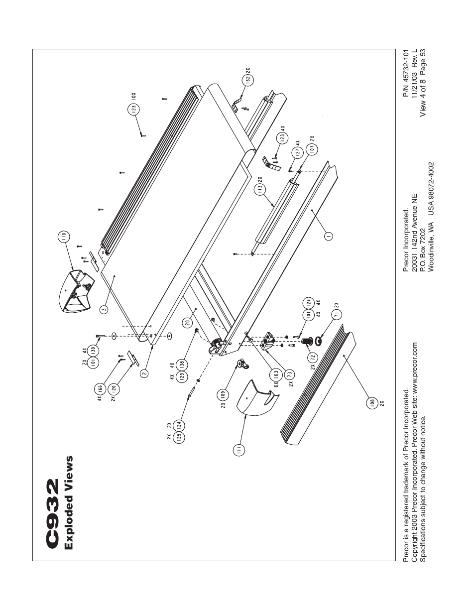 C932, Exploded v iews | Precor C932 User Manual | Page 53 / 60