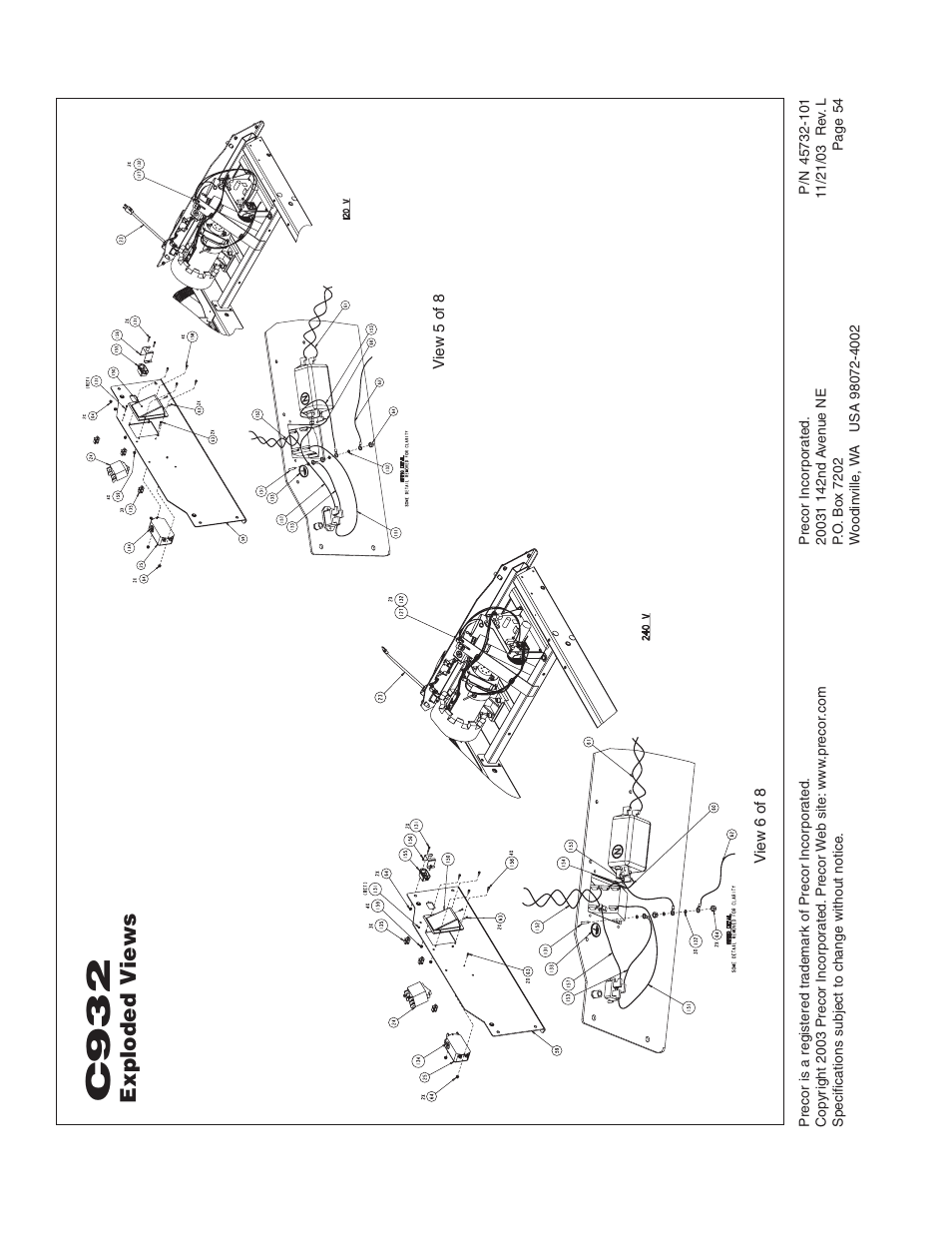 C932, Exploded v iews | Precor C932 User Manual | Page 54 / 60