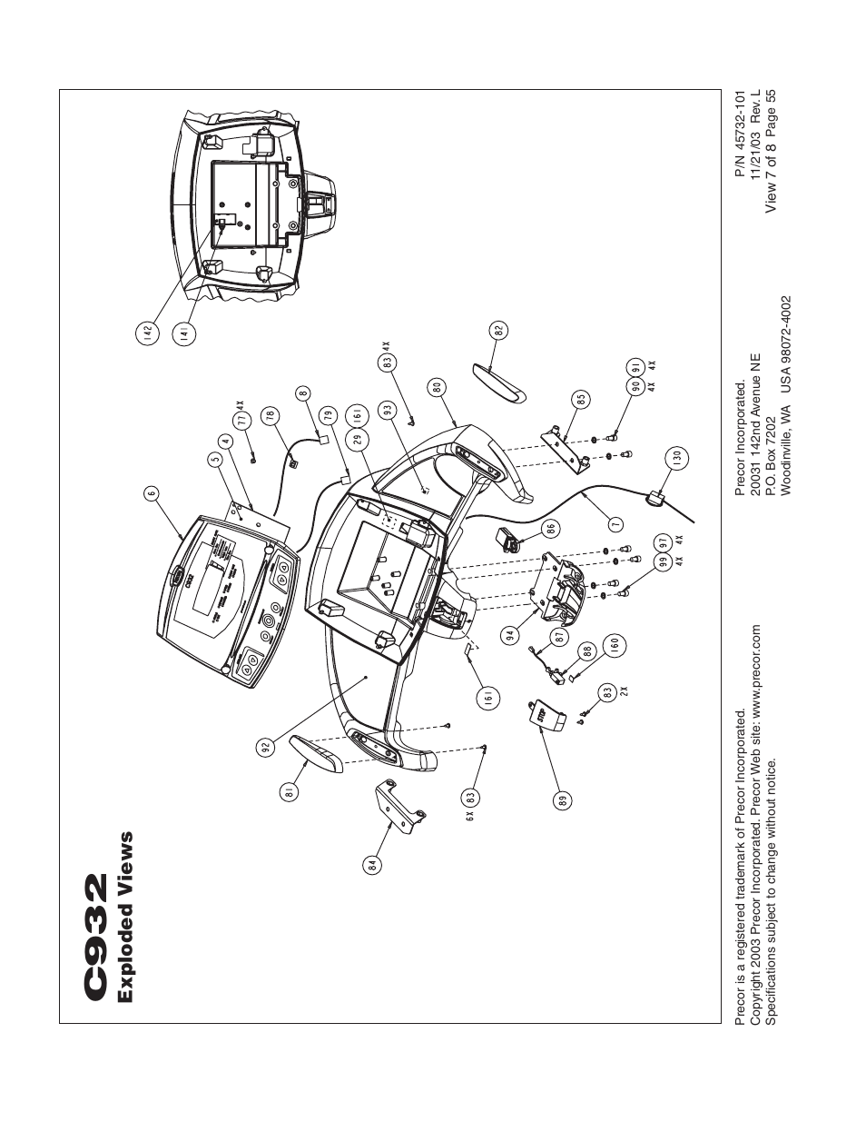 C932, Exploded v iews | Precor C932 User Manual | Page 55 / 60
