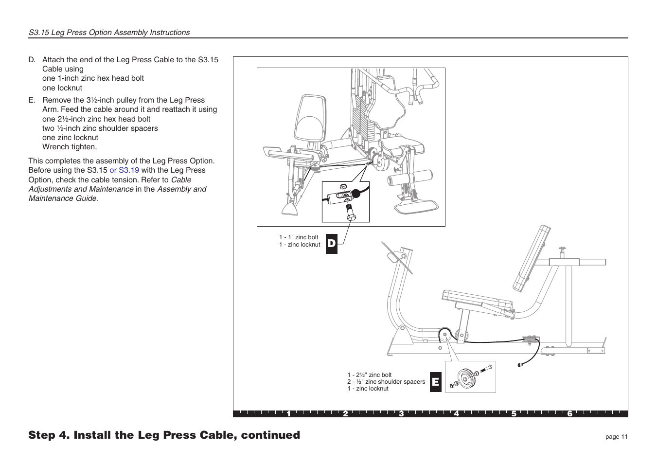 Step 4. install the leg press cable, continued | Precor Leg Press Option S3.15 User Manual | Page 11 / 16
