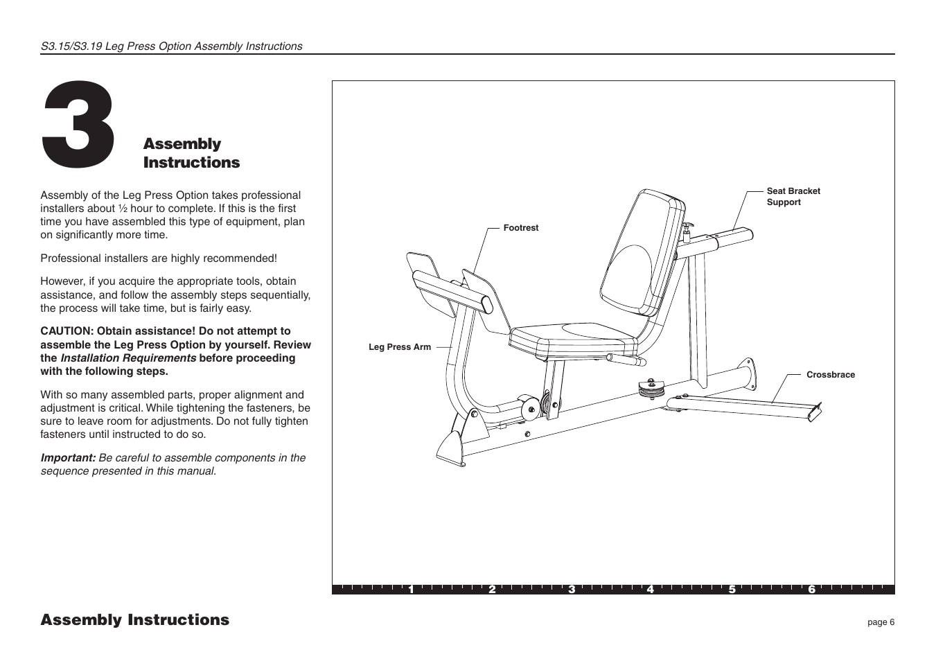 Assembly instructions | Precor Leg Press Option S3.15 User Manual | Page 6 / 16