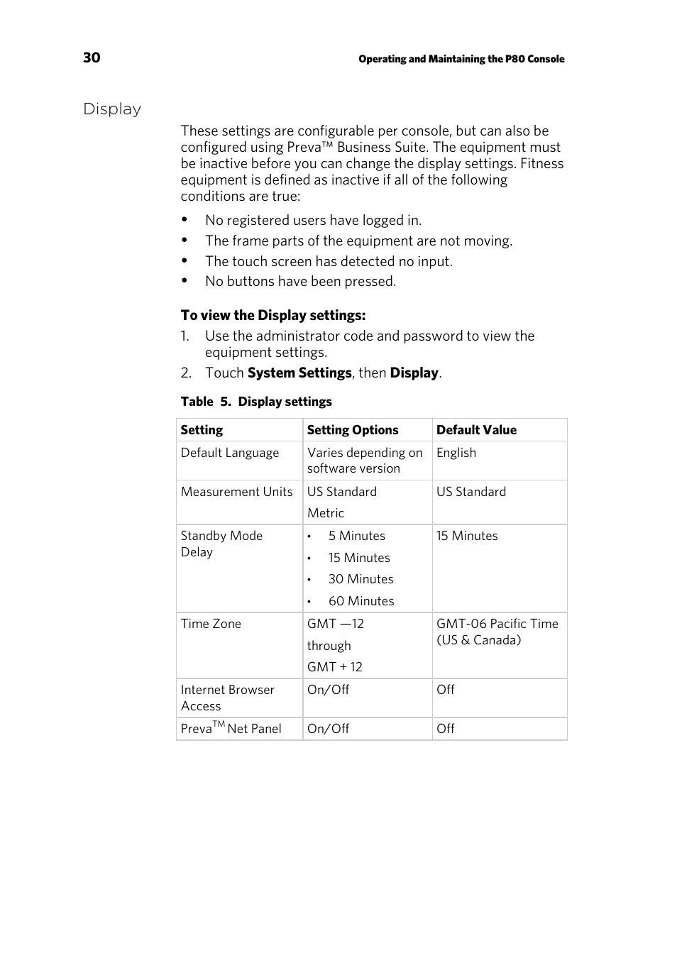 Display | Precor CONSOLE P80 User Manual | Page 32 / 124