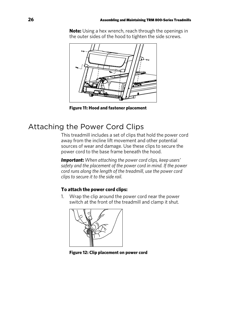 Attaching the power cord clips | Precor CONSOLE P80 User Manual | Page 88 / 124