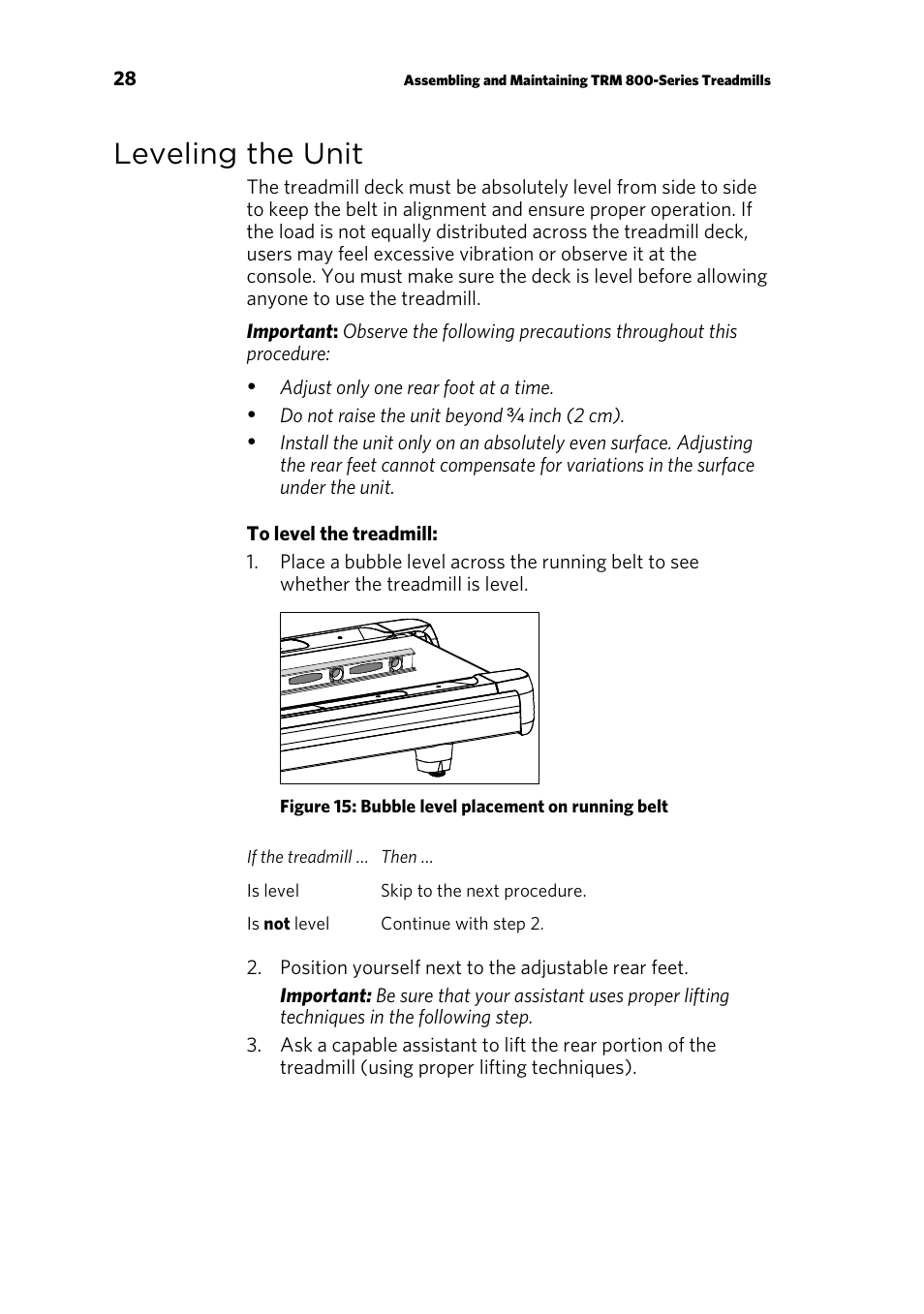 Leveling the unit | Precor CONSOLE P80 User Manual | Page 90 / 124