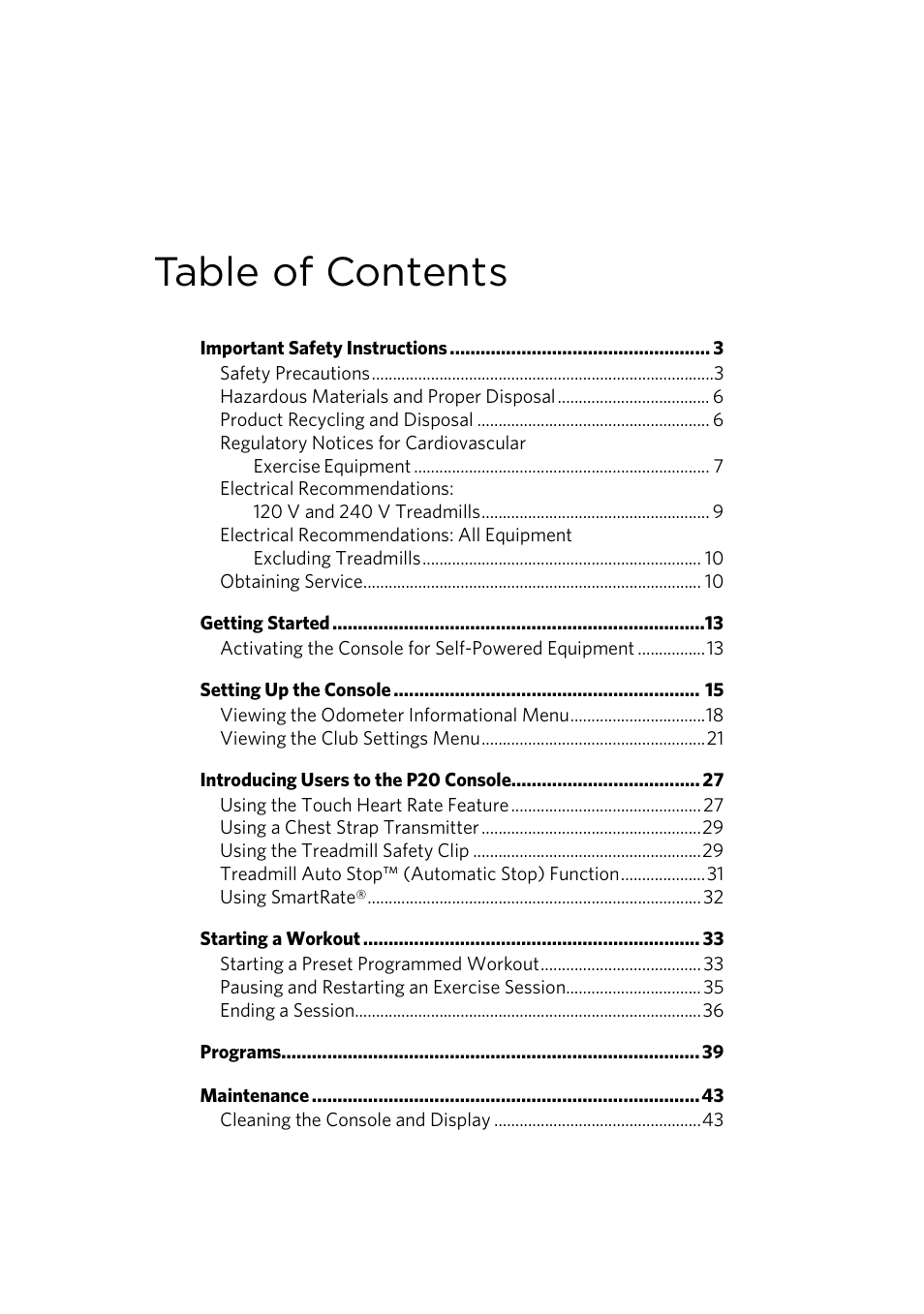 Precor p20 User Manual | Page 13 / 104