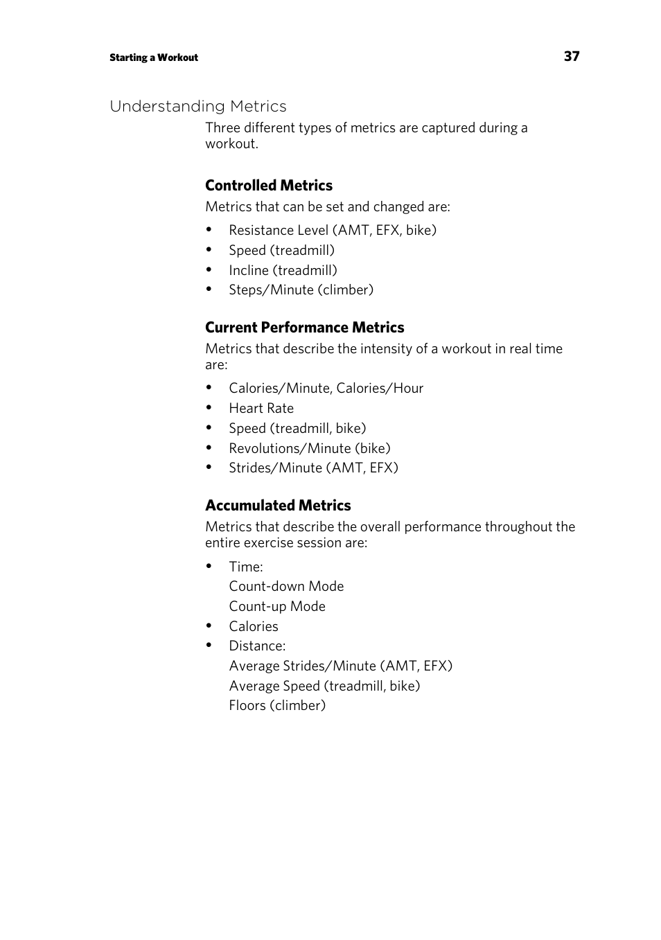 Understanding metrics | Precor p20 User Manual | Page 39 / 104