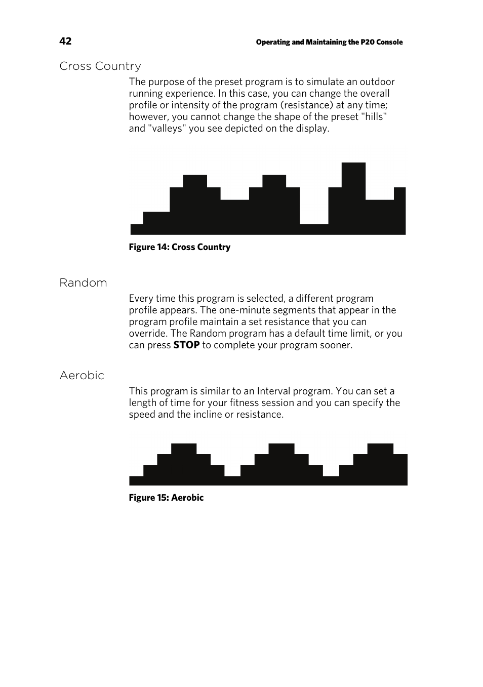 Cross country, Random, Aerobic | Precor p20 User Manual | Page 44 / 104