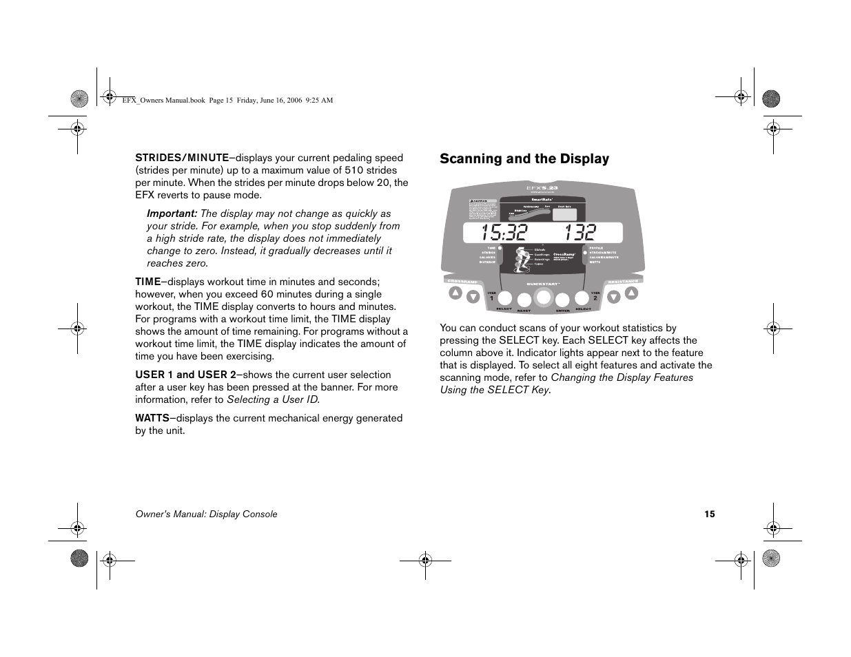 Scanning and the display | Precor 5.23 User Manual | Page 17 / 68