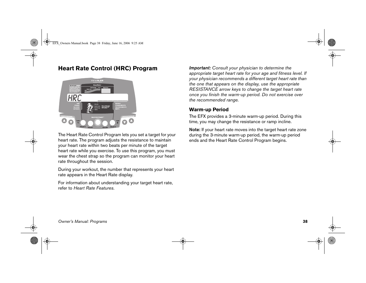 Heart rate control (hrc) program | Precor 5.23 User Manual | Page 40 / 68