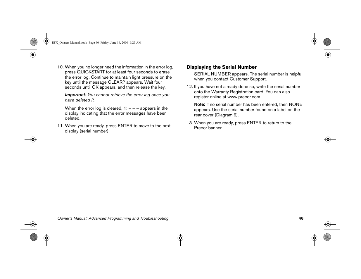 Precor 5.23 User Manual | Page 48 / 68