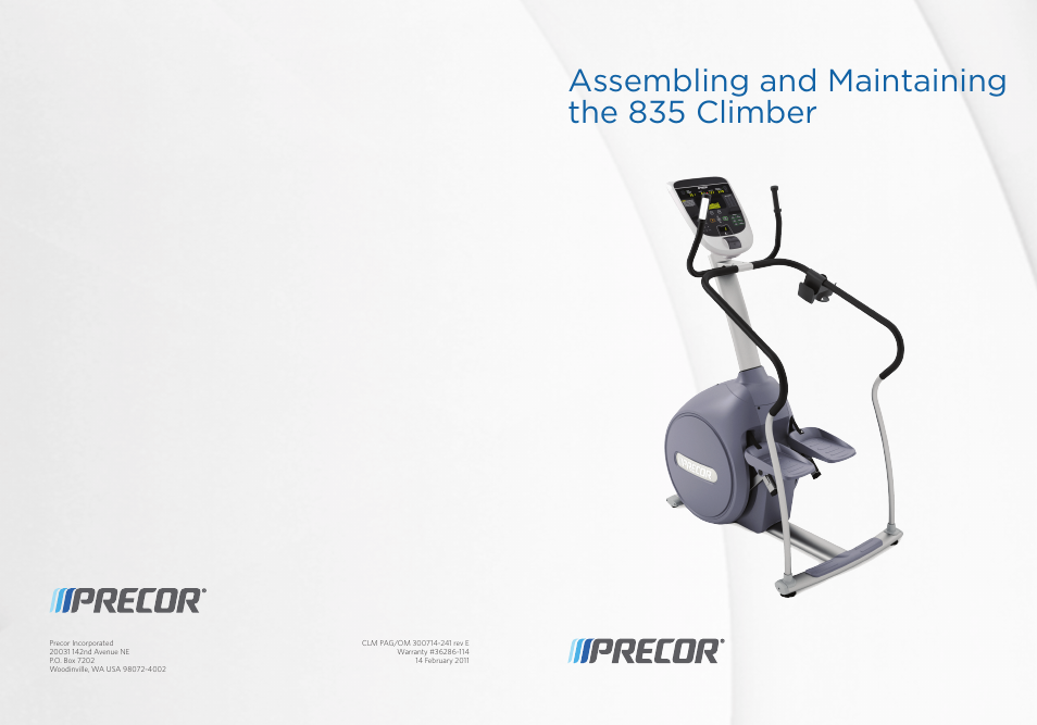 Precor CLIMBER 835 User Manual | 44 pages