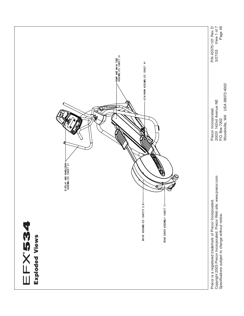 Exploded views | Precor EFX534 User Manual | Page 46 / 56