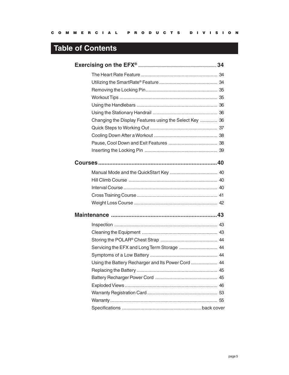 Precor EFX534 User Manual | Page 5 / 56