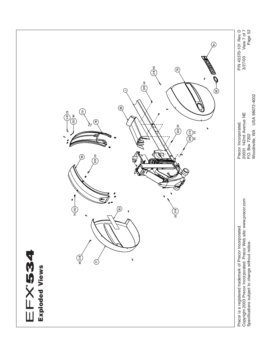 Exploded views | Precor EFX534 User Manual | Page 52 / 56