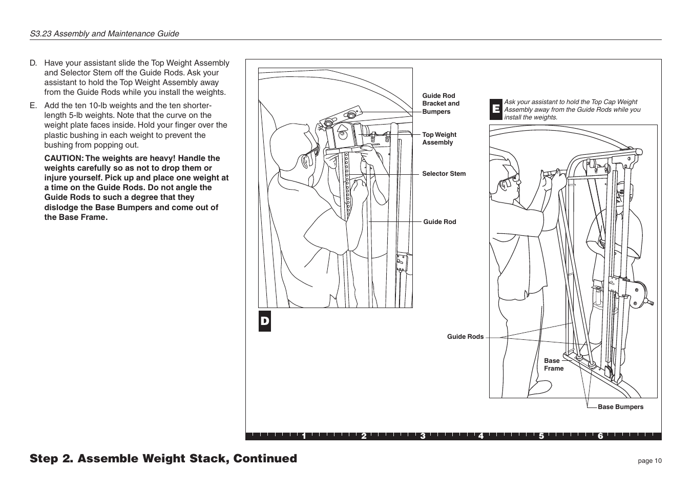 Step 2. assemble weight stack, continued | Precor S3.23 User Manual | Page 10 / 24