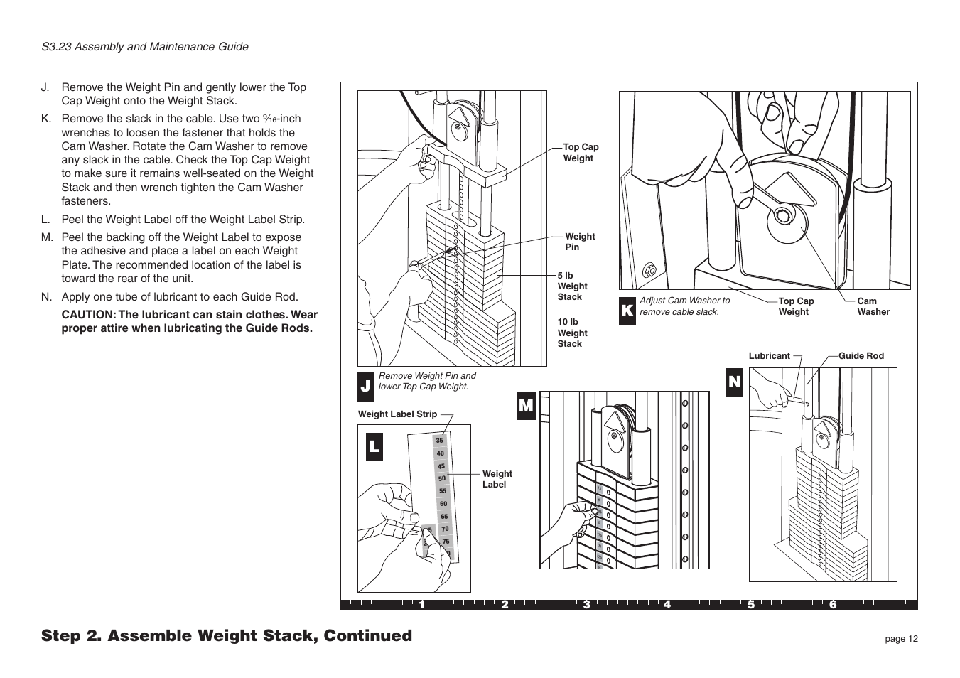 Step 2. assemble weight stack, continued | Precor S3.23 User Manual | Page 12 / 24