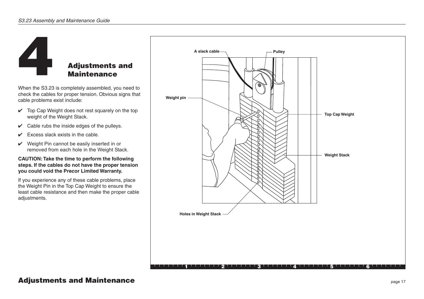 Adjustments and maintenance | Precor S3.23 User Manual | Page 17 / 24