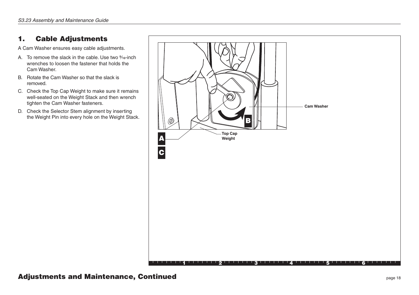 Cable adjustments | Precor S3.23 User Manual | Page 18 / 24