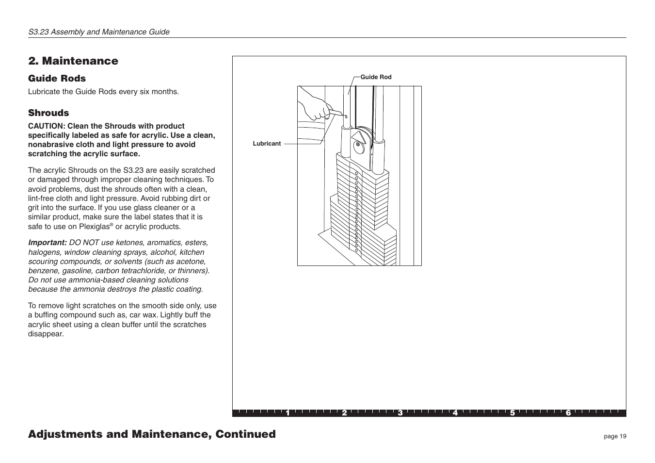 Maintenance, Adjustments and maintenance, continued | Precor S3.23 User Manual | Page 19 / 24