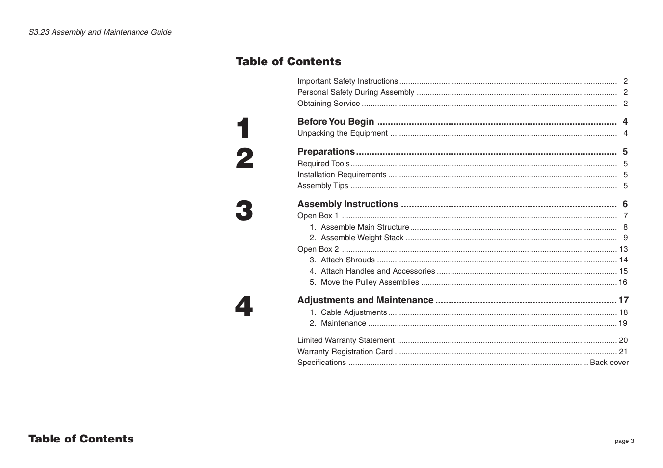 Precor S3.23 User Manual | Page 3 / 24