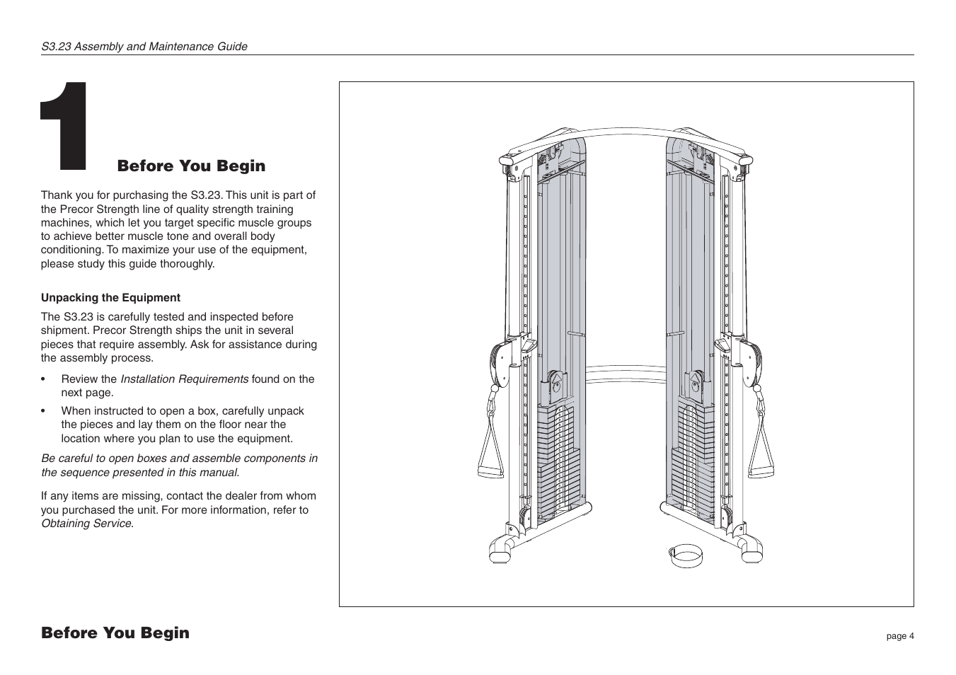 Before you begin | Precor S3.23 User Manual | Page 4 / 24