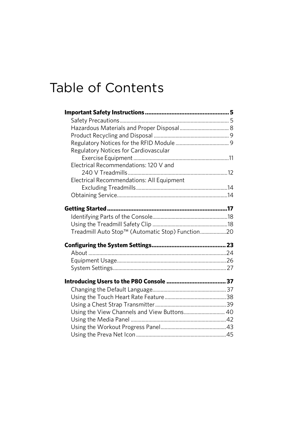 Precor p80 User Manual | Page 17 / 112