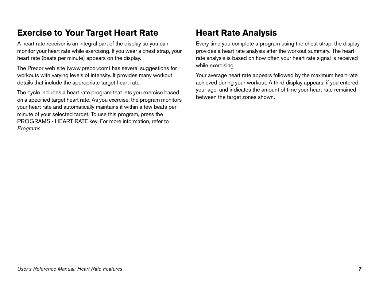 Exercise to your target heart rate, Heart rate analysis | Precor s 932i User Manual | Page 53 / 80