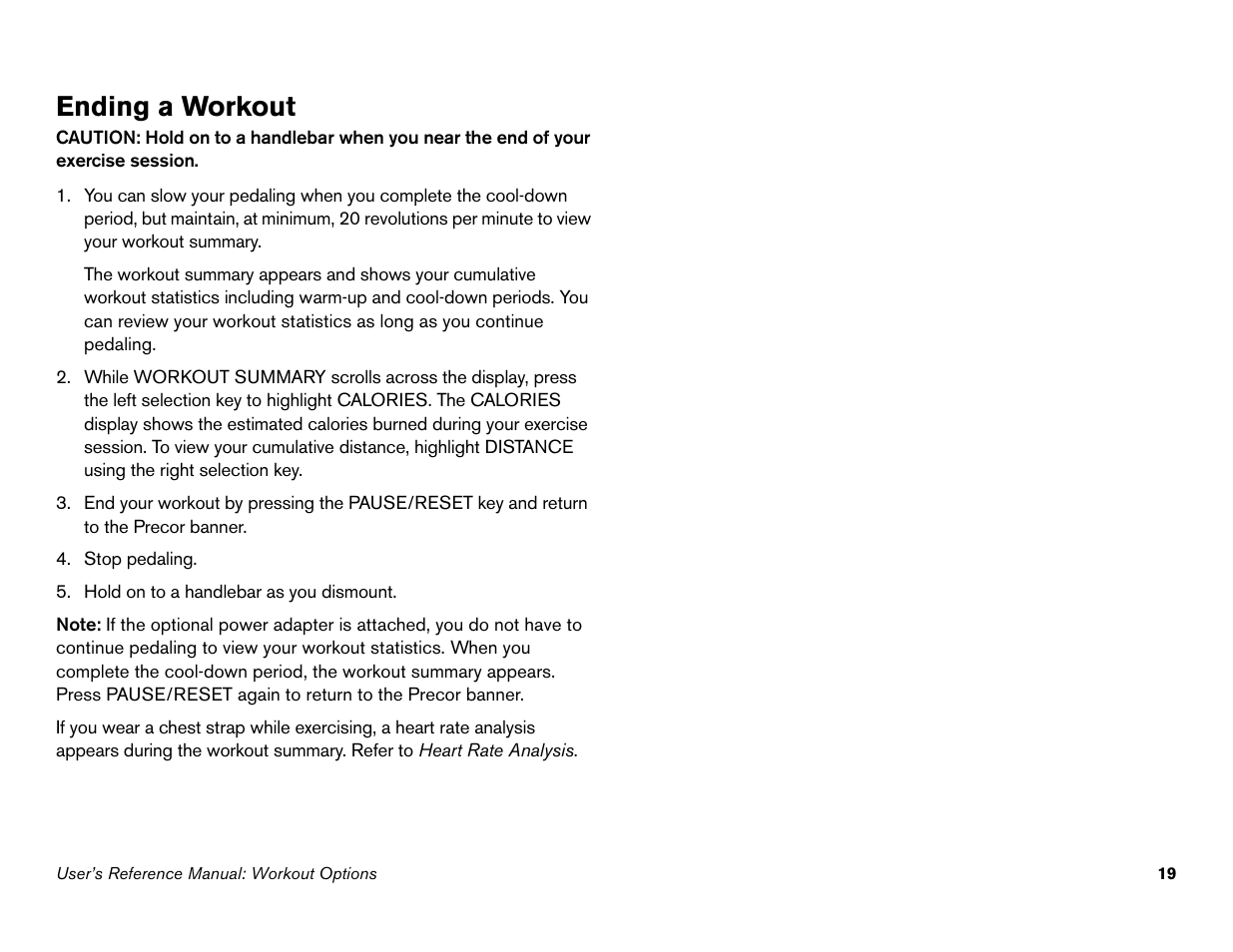 Ending a workout | Precor s 932i User Manual | Page 65 / 80