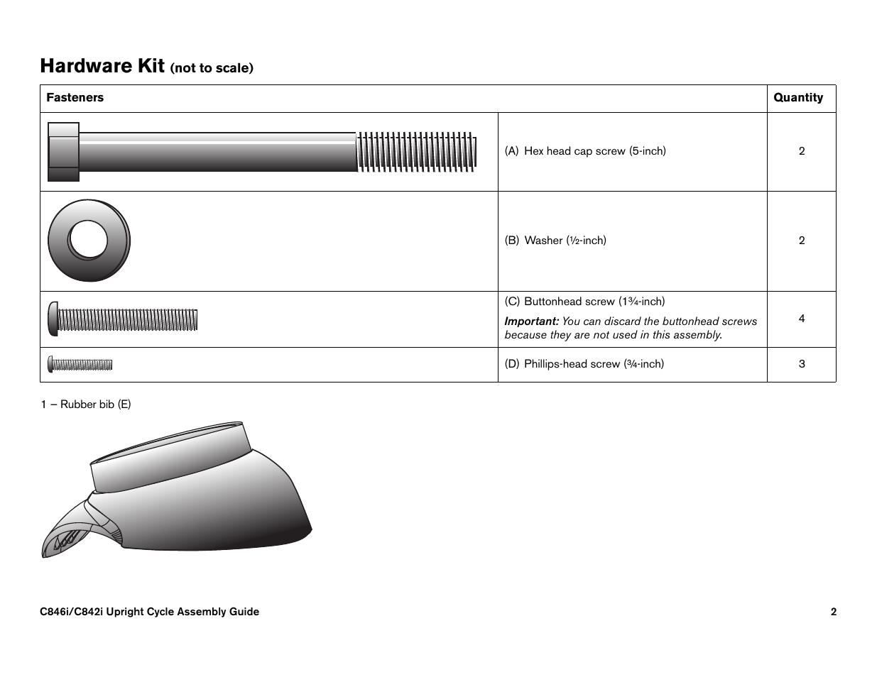 Hardware ki, Hardware kit | Precor s 932i User Manual | Page 76 / 80