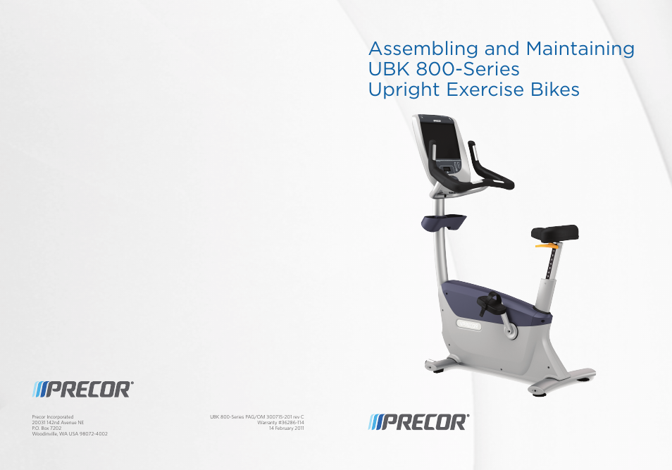 Precor UBK 800 User Manual | 52 pages