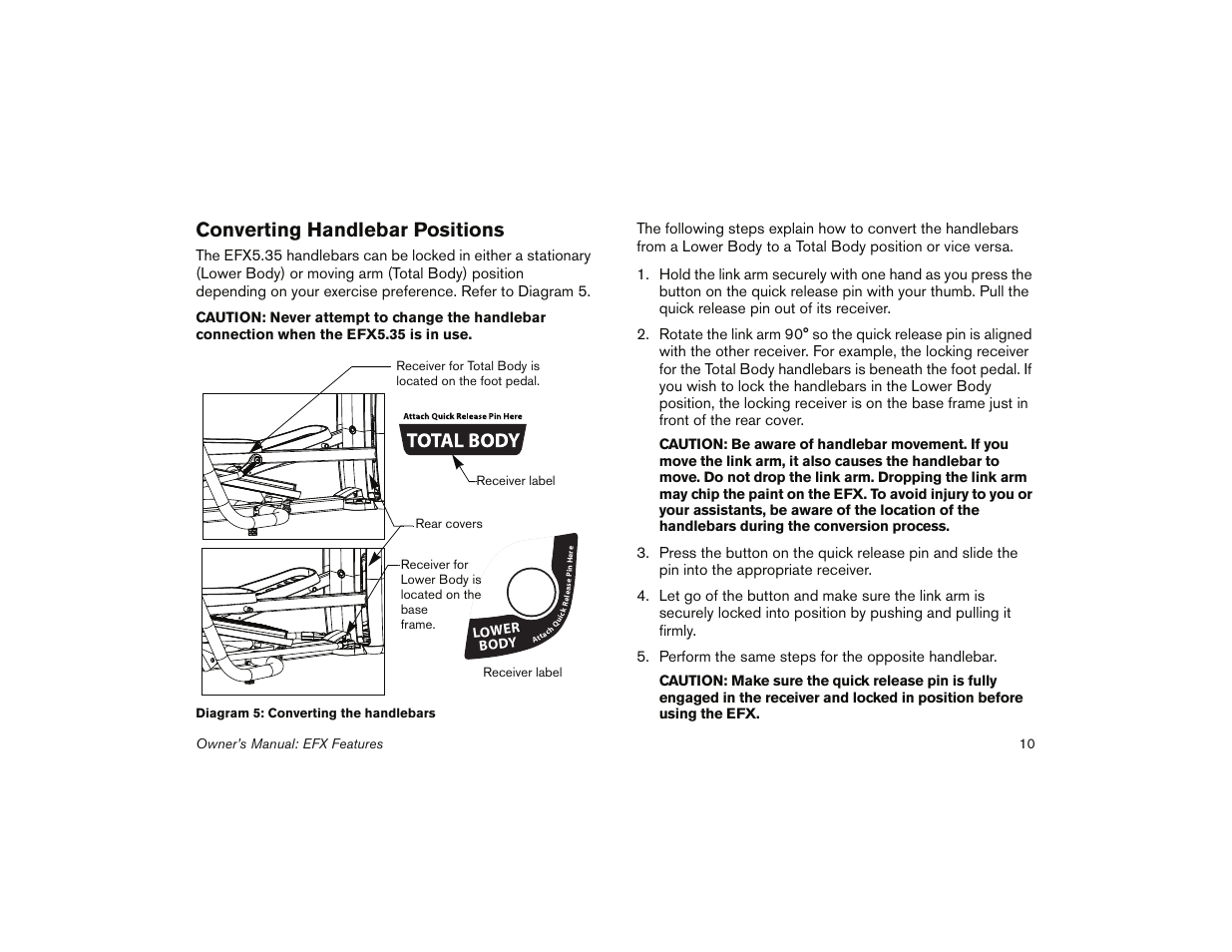 Converting handlebar positions | Precor 5.31 User Manual | Page 12 / 68