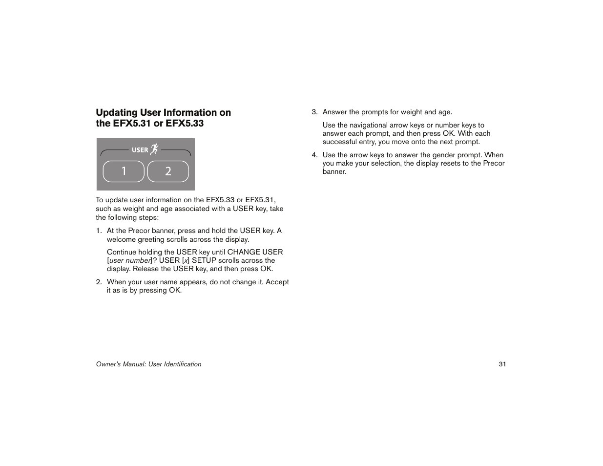 Precor 5.31 User Manual | Page 33 / 68