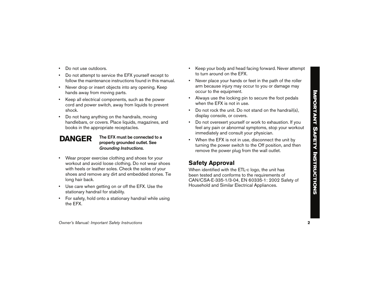 Danger | Precor 5.31 User Manual | Page 4 / 68