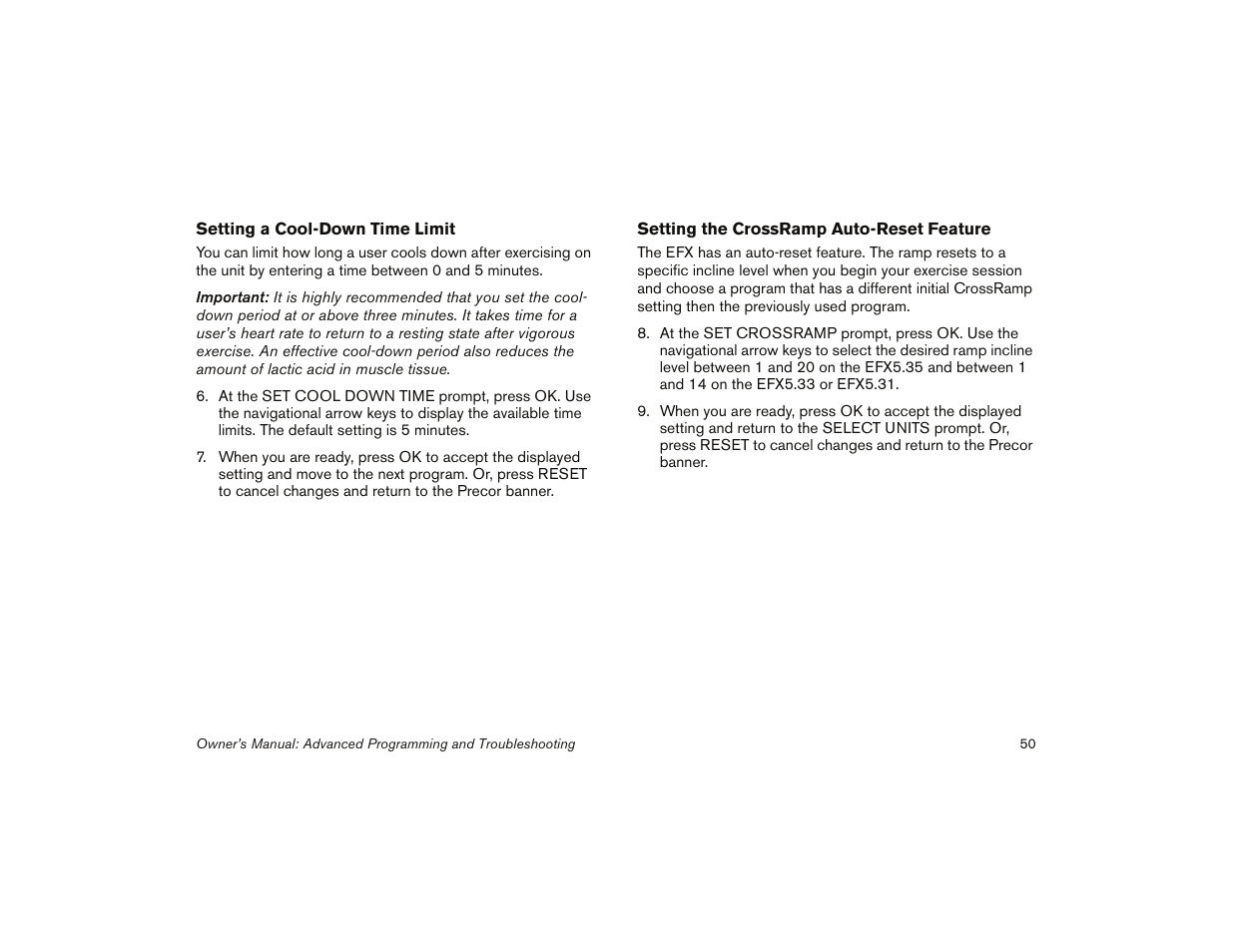 Precor 5.31 User Manual | Page 52 / 68