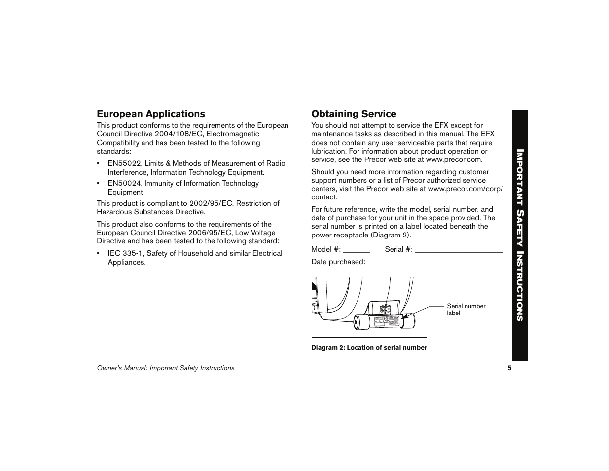 Precor 5.31 User Manual | Page 7 / 68