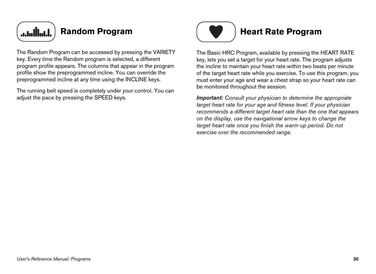 Random program, Heart rate program | Precor EFX534i User Manual | Page 76 / 98