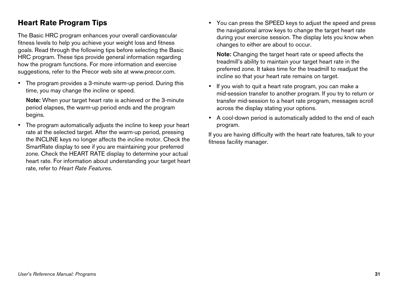 Heart rate program tips | Precor EFX534i User Manual | Page 77 / 98