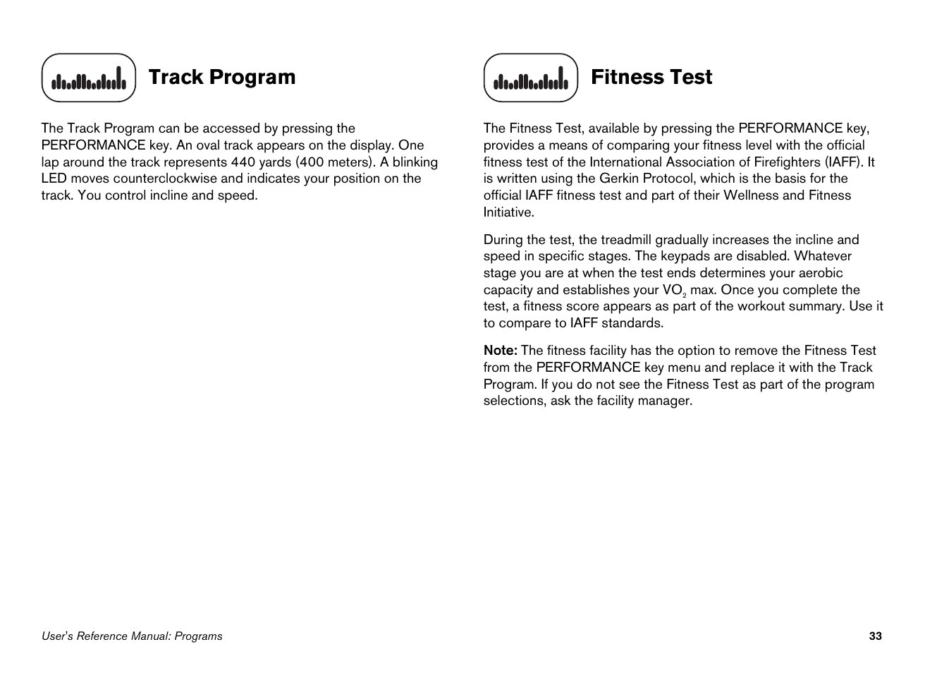 Track program, Fitness test | Precor EFX534i User Manual | Page 79 / 98