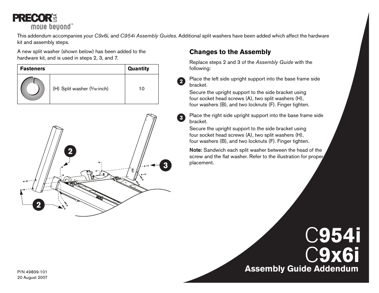 49839-101 c9x6-954i assembly guide addendum | Precor EFX534i User Manual | Page 97 / 98