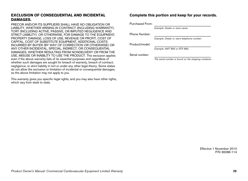 Precor Elliptical Fitness Crosstrainer EFX User Manual | Page 101 / 108
