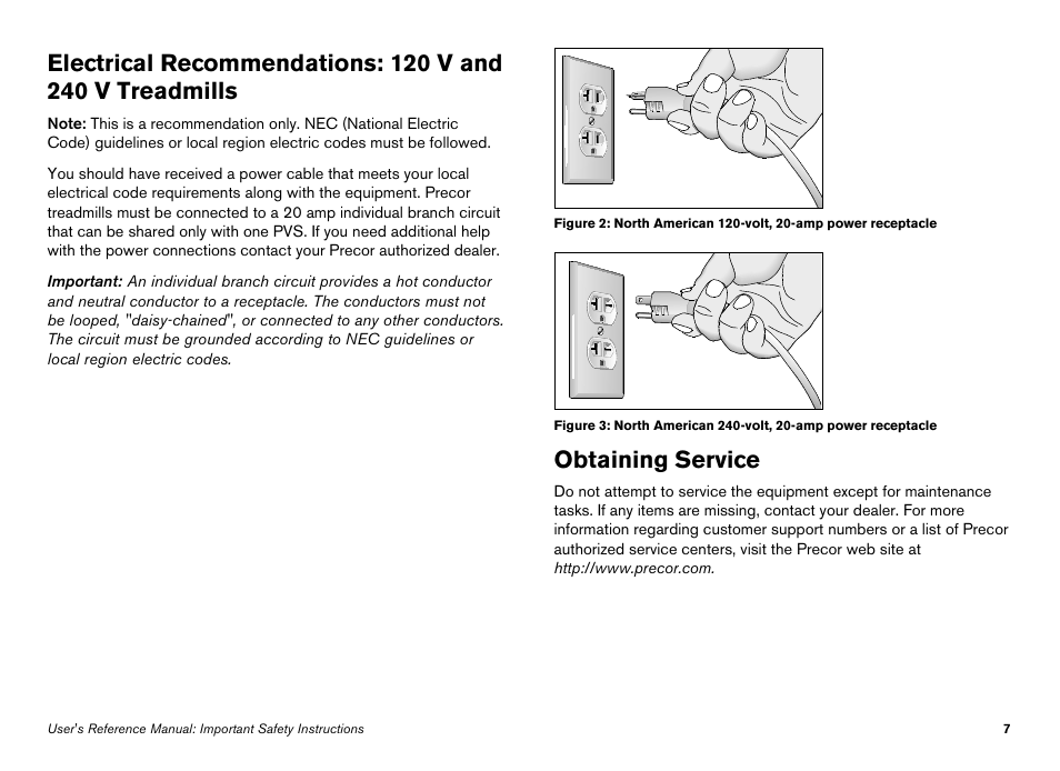 Obtaining service | Precor Elliptical Fitness Crosstrainer EFX User Manual | Page 25 / 108