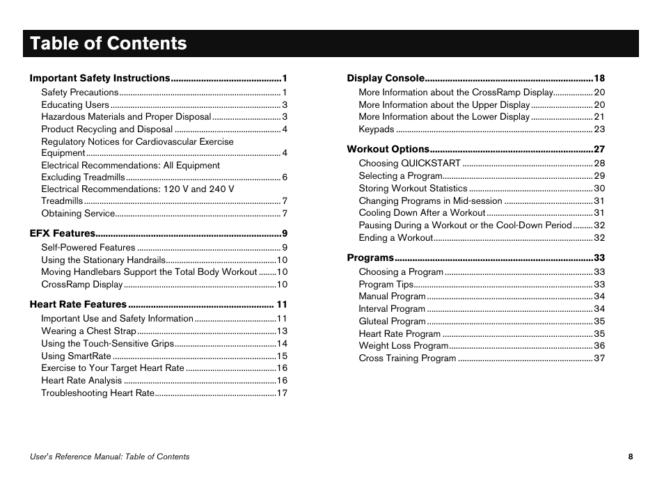 Precor Elliptical Fitness Crosstrainer EFX User Manual | Page 26 / 108