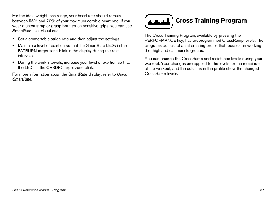 Cross training program | Precor Elliptical Fitness Crosstrainer EFX User Manual | Page 55 / 108