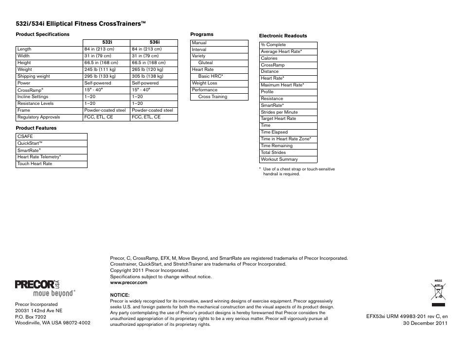 Precor Elliptical Fitness Crosstrainer EFX User Manual | Page 60 / 108