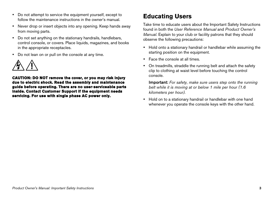 Educating users | Precor Elliptical Fitness Crosstrainer EFX User Manual | Page 65 / 108