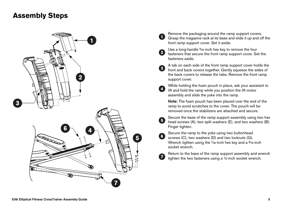 Assembly steps | Precor Elliptical Fitness Crosstrainer EFX User Manual | Page 7 / 108