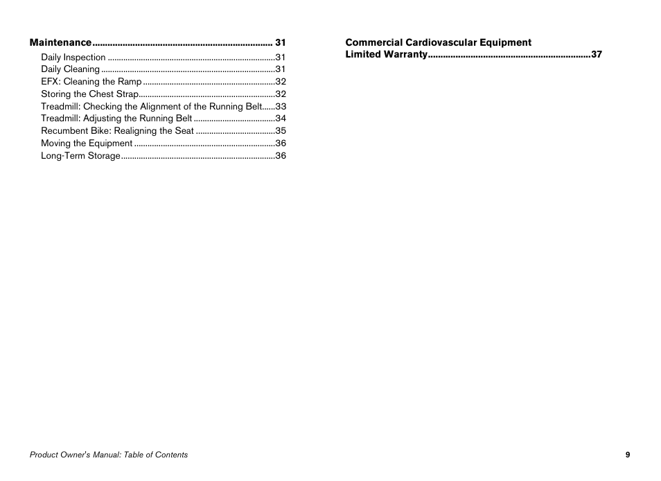 Precor Elliptical Fitness Crosstrainer EFX User Manual | Page 71 / 108