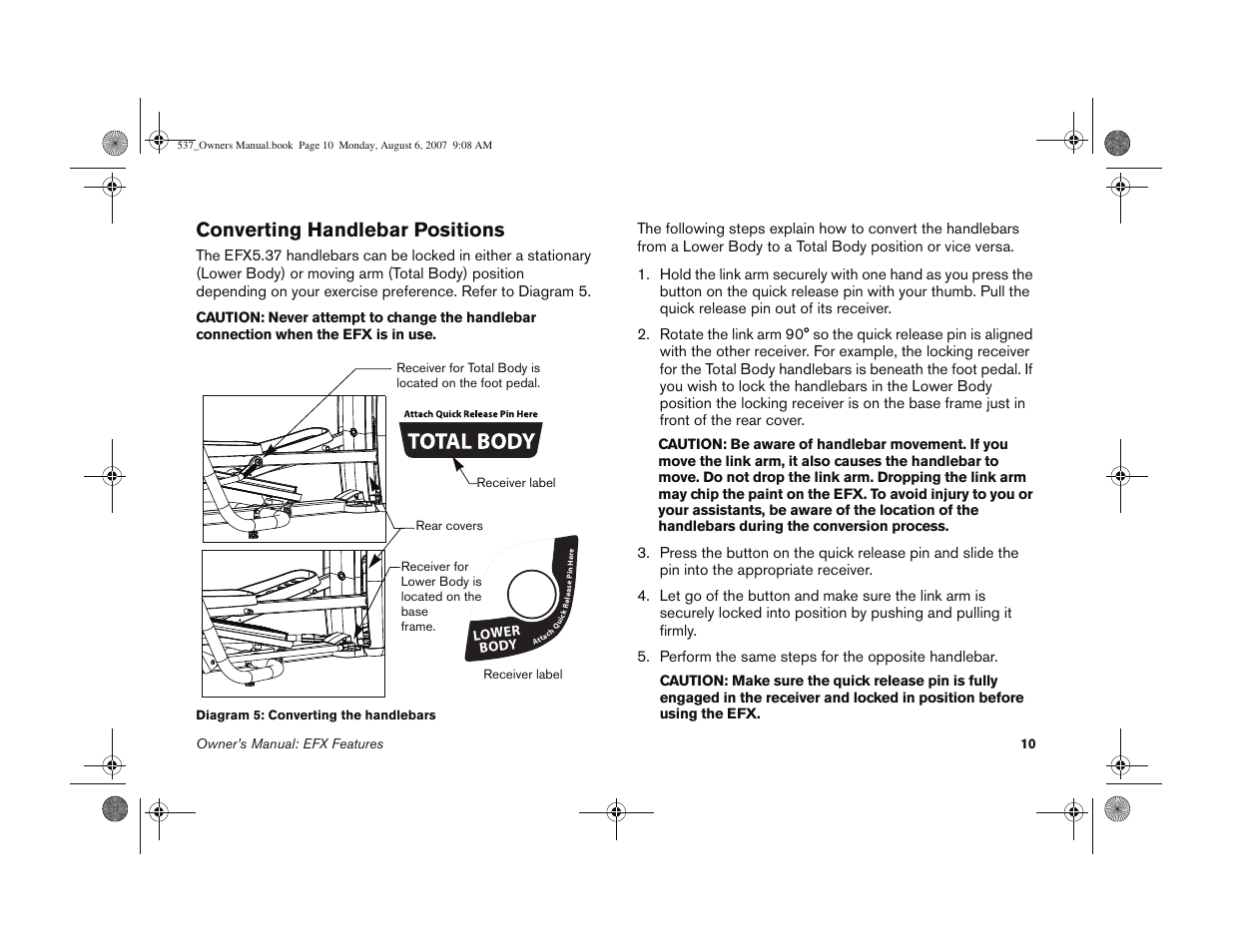 Converting handlebar positions | Precor 5.37 User Manual | Page 12 / 76