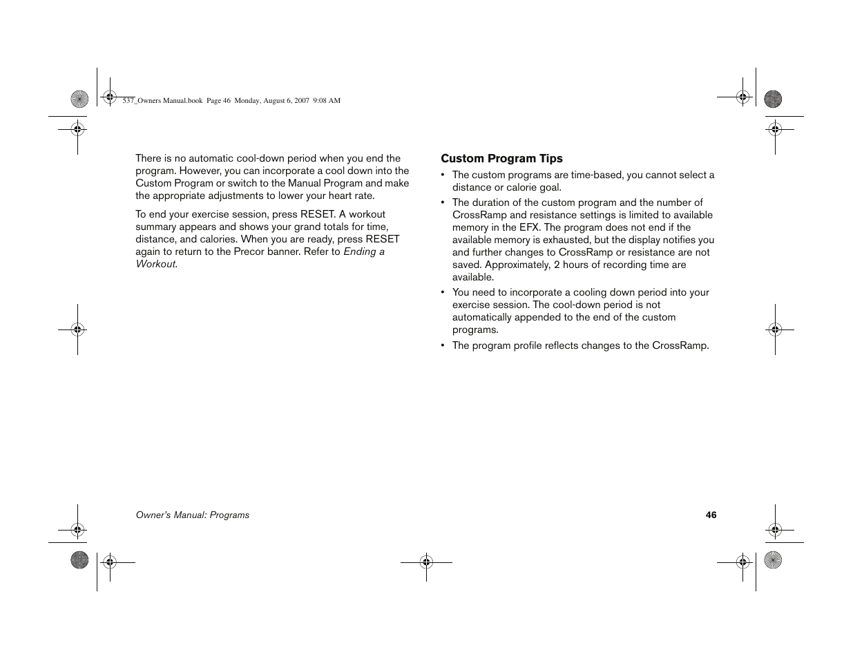 Precor 5.37 User Manual | Page 48 / 76