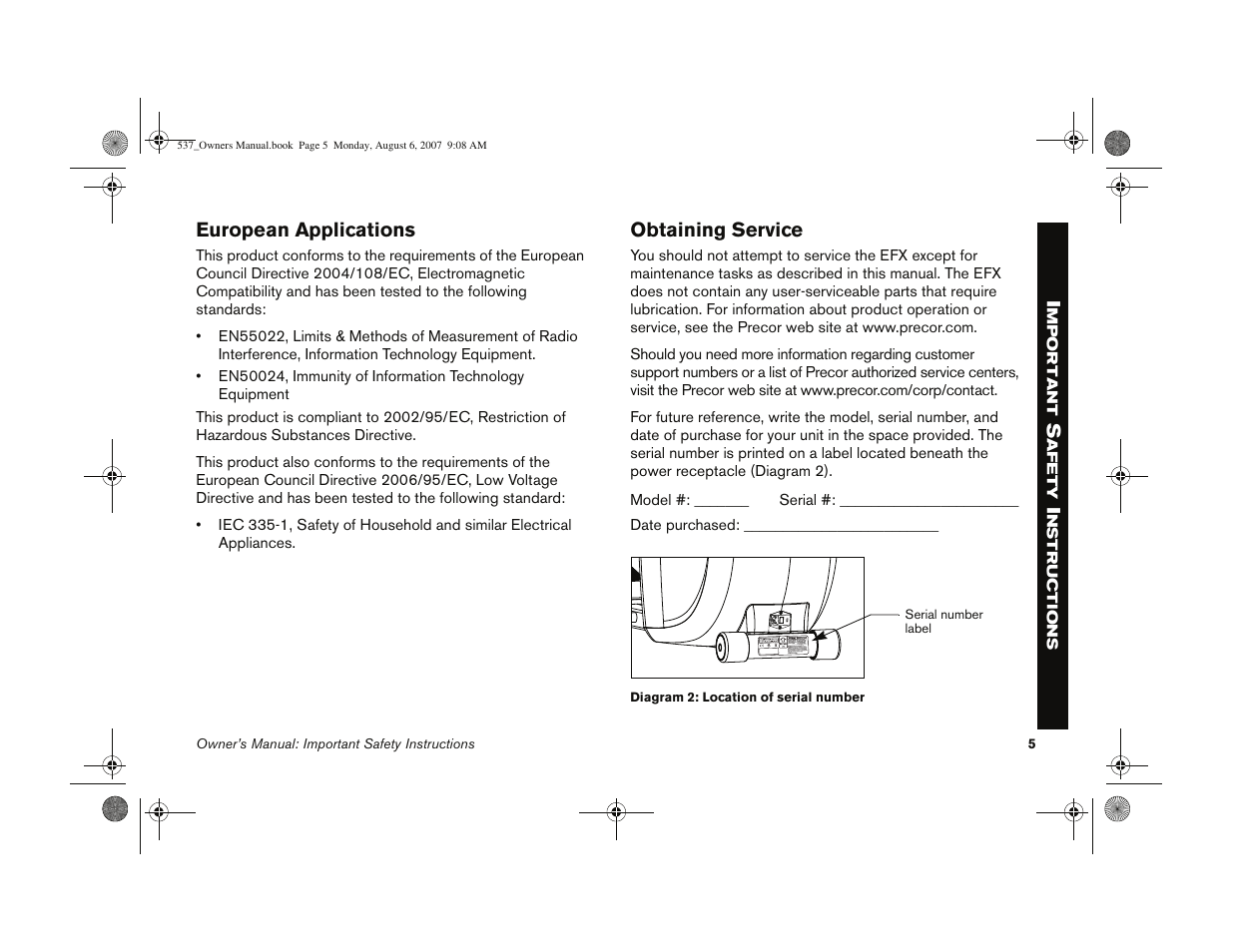 Precor 5.37 User Manual | Page 7 / 76